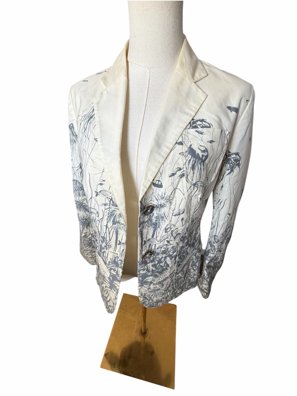 Daughters of the Liberation Sea Nettle Cream Jellyfish Print Blazer Jacket Sz 6